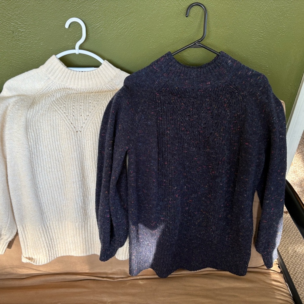 LC Lauren Conrad Cream and Navy Sweater Duo